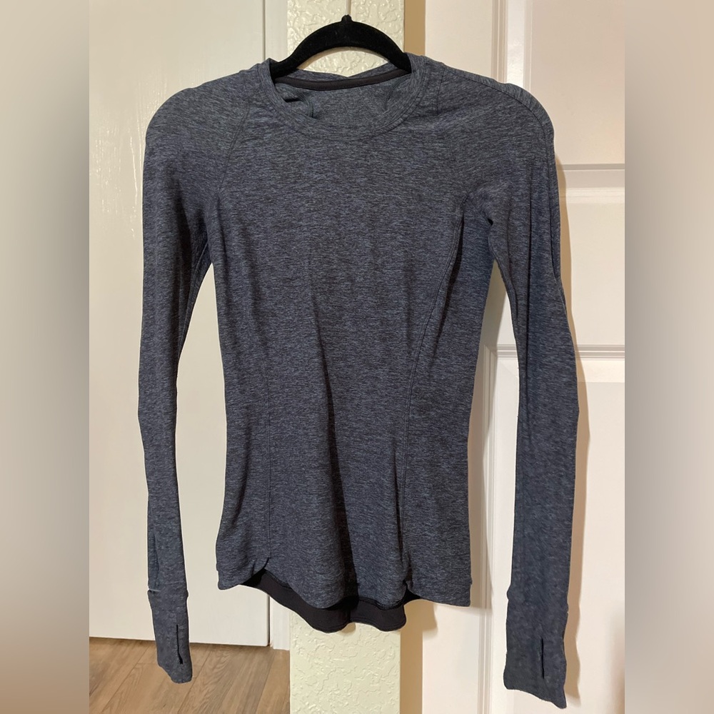 lululemon Rulu Long Sleeve Running Shirt, Heather Blue, XXS/XS (2)